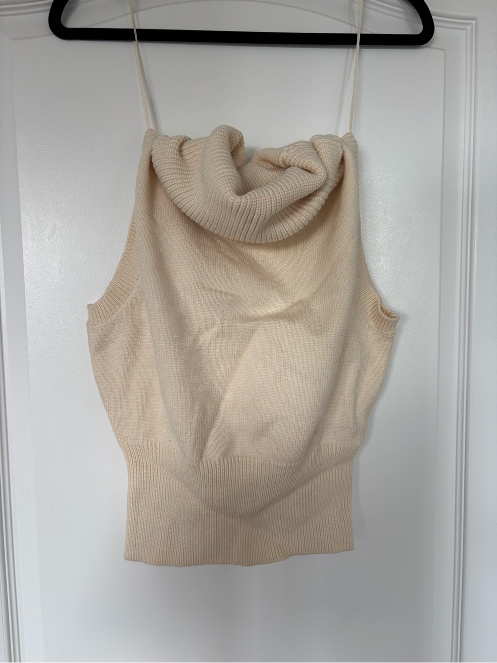 Zara Cream Sleeveless Cowl Neck Knit Top